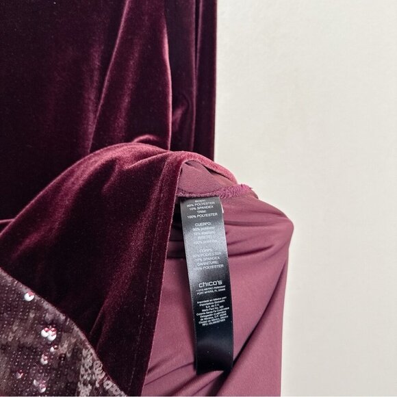 Travelers Womens 1 US Medium Collection Velvet Sequin Trim Top - Picture 9 of 12